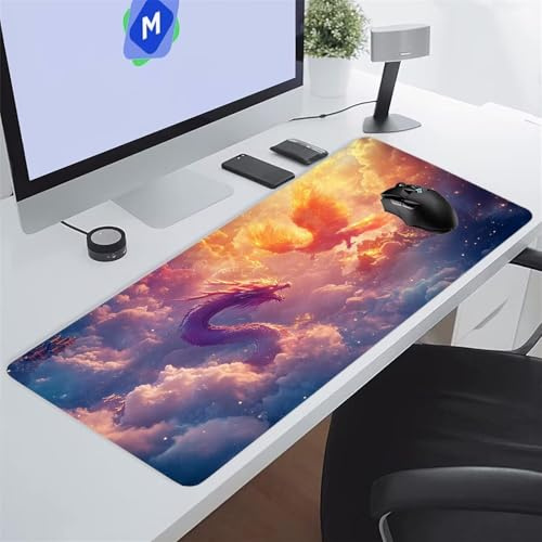 Tappetino Mouse XXL Gaming 1200x600x3 mm Drago Animale Fenice Tappetino per Mouse Grande Cuscinetto per Tastiera Grande da Scrivania Gaming Mousepad Lavabile per Ufficio e casa