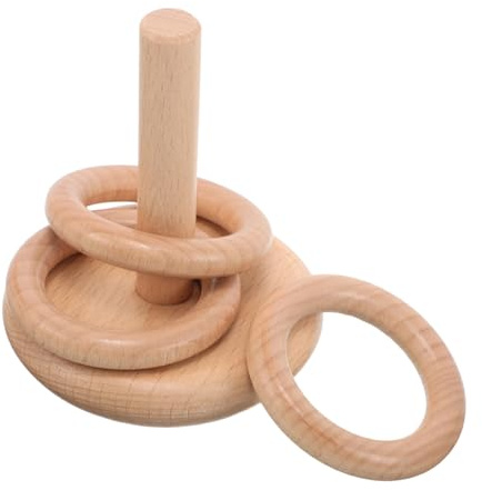 KOMBIUDA Buchenholz BAU Stapelring Indoor Ringwurf Frühlernspielzeug Lustiges Familienspiel Kleinkind Ringwurfspiel Montessori Ringwurfspiel Geburtstagsparty Spiel Kleinkind