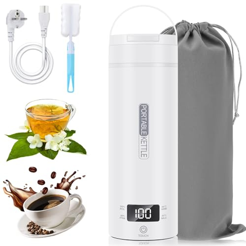 Pequeño Hervidor de Agua Portátil 500ML, 4-Temperaturas Hervidor de Agua Eléctrico, Apagado Automático Y Ebullición Rápida, 304 Materiales Inoxidables, Mini, para Hacer Leche, Café, Té