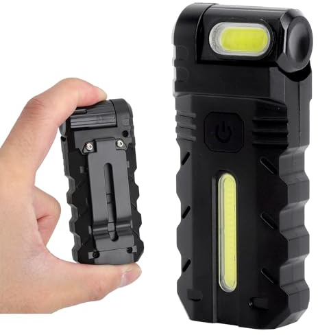 Mini LED Taschenlampe Aufladbar–400 Lumen Extrem Hell Kleine EDC Taschenlampe mit Clip & Magnetfuß, 5 Lichtmodi (Kaltweiß & Rot),180° Drehbar,USB Wiederaufladbar,IPX4 Wasserdicht für Camping & Notfall