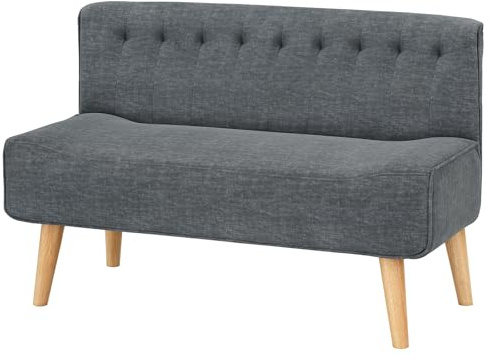 Garvee Divano 2 Posti in Tessuto Stile Scandinavo - Mini Sofa Compatto, Struttura in Legno Massello, Facile da Montare, per Soggiorno, Camera, Ufficio, Grigio Scuro