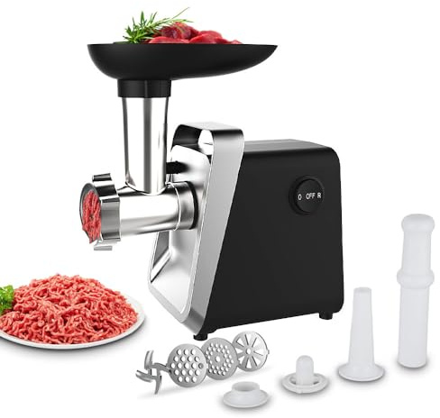 Tritacarne elettrico professionale 750 W, tritacarne 3 in 1 con motore potente, in acciaio inox e kit di salsicce completo (A)