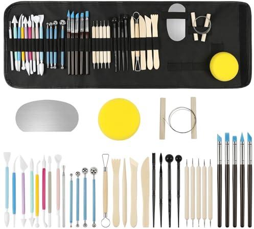 NUTKIT Modelleringsverktyg, 36-delat modellverktygsset med plastlerverktyg, keramiska verktyg, lerverktyg, pottery tools, krukverktygsset för gör-det-själv fondant, keramisk skulptur och kaka