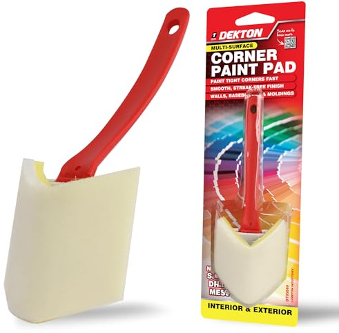 Dekton Corner Paint Pad with Angled Ergonomic Handle – Smooth Streak-Free Finish for Wall Edges & Corners, Baseboards & Moldings – No Drips, No Brush Marks – for Gloss, Emulsion, Stains & Varnish
