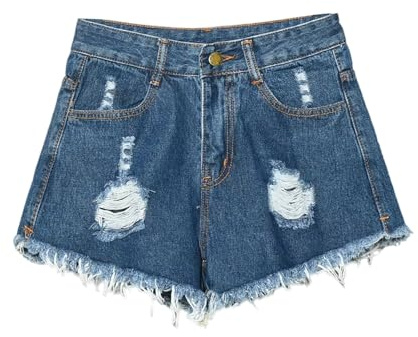 Korta sommarjeans för dam - korta byxor för dam eleganta låg midja gamla slitna jackor med korta fransar hotpants kurvig passform stretch byxor mode byxor och ben, Mörkblå, S
