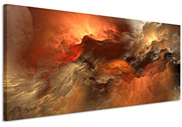 Panorama Fotoleinwand 120x40cm Orange grauer Wolkenhimmel auf Leinwand exklusives Wandbild moderne Fotografie für ihre Wand in vielen Größen