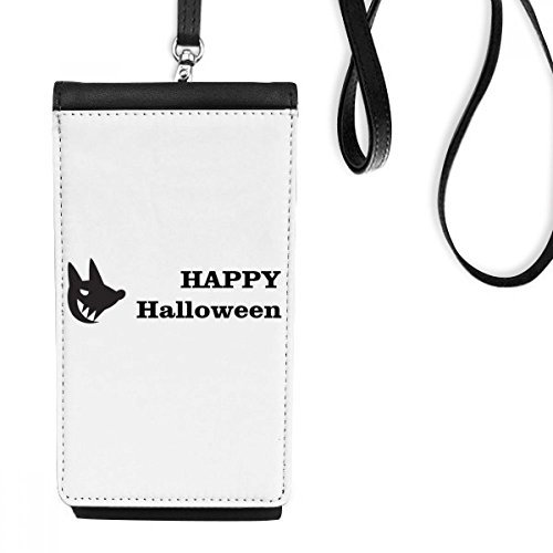 DIYthinker Dog Happy Ghost Fear Halloween Faux Leather Smartphone Hanging Purse Black Phone Wallet Gift