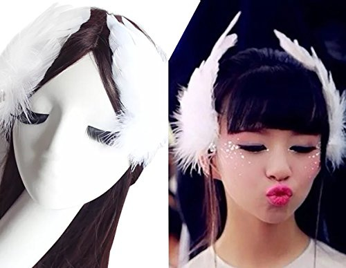 2 x Haarspangen mit herzförmigen Federn, Kopfschmuck, Party-Haarspangen, Haar-Accessoire, Brautschmuck, Hochzeit, Feder-Fascinator (weiß)