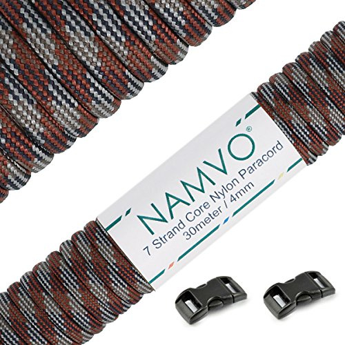 Namvo 550 Paracord Mil Spec Tipo III Cable de paracaídas de 7 Cuerdas Longitud 100 pies / 30 Metros