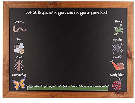 Chalkboards UK WC055 Garden Bug-Kids Large Indoor/Outdoor Chalkboard (A1), Black, 900 x 662 x 20mm