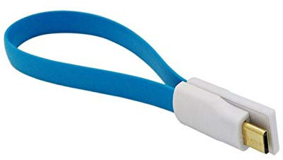 Mini-Kabel, magnetisch, für Huawei P Smart 2019, Universal-Ladegerät, Micro-USB, Magnetverschluss, Schlüsselanhänger, 25 cm, Android (blau)