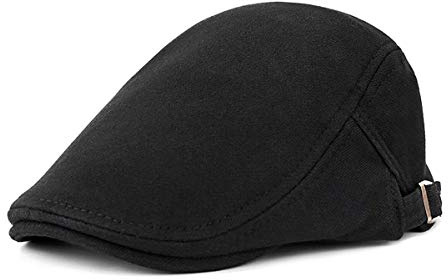 DORRISO Herren Flache Kappe Vintage Schirmmützen Herren Schiebermütze Driving Cabbie Fahrhut Newsboy Cap Reise Freizeit Urlaub Flat Cap Schwarz A