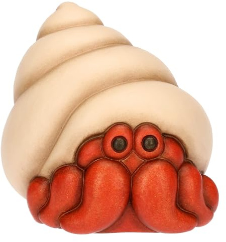 THUN - Paguro Jimmy in Ceramica, Linea Mare da Amare - Statuina Decorativa da Collezione per Arredo Casa e Interni, Soprammobile Artigianale Colore Rosso e Beige, Misure 7.9 x 7.0 x 7.9 Centimetri