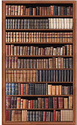 PLAGE Papier peint intissé panoramique 250 cm X 150 cm - Photo d'une bibliothèque ancienne avec reliures en cuir