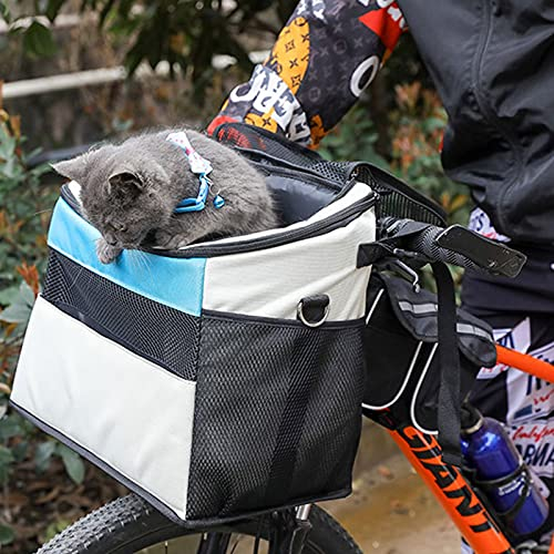 PJDDP Fahrradkorb Vorne Für Kleine Haustiere, Katzen, Hunde, Fahrrad Vorne Körb Faltbar, Haustier Fahrradtasche,Abnehmbarer Fahrrad Hundekorb Rucksack Für Kleine Mittlere Hunde Und Katzen(6Kg)