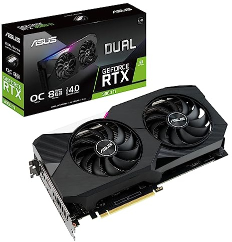 ASUS Dual GeForce RTX 3060 Ti V2 OC Edition Scheda Grafica, 8 GB GDDR6, PCIe 4.0, 2 HDMI 2.1, 3 DisplayPort 1.4a, Funzione Boost Clock, Due Ventole Axial-Tech, GPU Tweak II, LHR, Nero