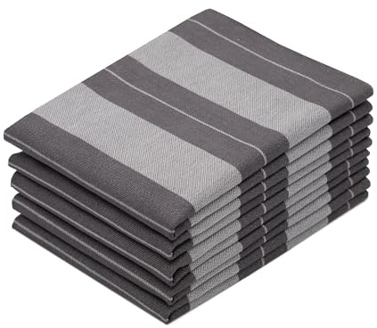 ZOLLNER 5er Set Geschirrtücher - Baumwolle in 50x70 cm - saugstarke und strapazierfähige Küchentücher - waschbar bis 60°C – in Graphit gestreift - Gastronomiequalität - Oeko Tex® Zertifiziert