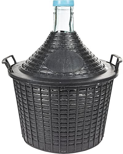 AlcoFermBrew Dama Juana de Vidrio para Fermentación de Vino 10L – Ideal para Maduración, con Cesta Plástica Protectora