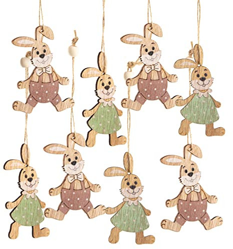 Logbuch-Verlag 12 coniglietti pasquali in legno, 8 cm, decorazione pasquale nostalgia