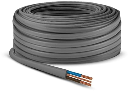 Primes DIY Electric Socket wire cable 10mm Twin and Earth Flat Grey PVC Lighting Electric Cable 6242Y electrical Wire BASEC Approved (1 Meter)