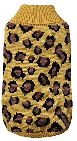 Hundepullover Hunde Kleider welpen Pullover Haustier-Leopard-Pullover-Kleidung warme und weiche gestrickte Kleidung Kleiner Hund Herbst-Winter-Haustier-Kleidung Fahrradanhänger Hunde