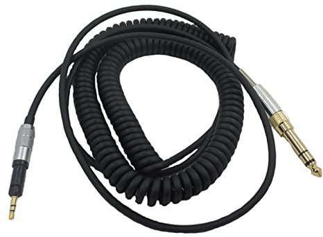 Yaowanguan Coiled Cable for Audio-Technica ATH-M70X M50X M40X Headphones,Replacement Audio Cord Wire w/6.35mm Adapter,Extend to 5m/16.4fts,3.5mm/6.35mm Male to 2.5mm Male