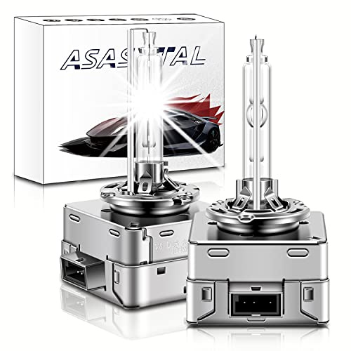 Asasytal D1S HID Xenon Scheinwerfer, 35W 6000K Kaltes Weiß Super Hell Bi HID X-Treme Entladungslampe Rüsten Sie HID Glühbirnen Autoscheinwerferbaugruppen auf mit Langlebiger Metallbasis, 1 Paar