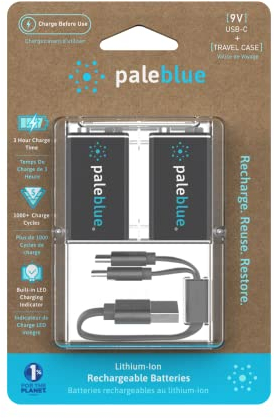paleblue Batterie ricaricabili USB-C 9V 6LR61 6HR61