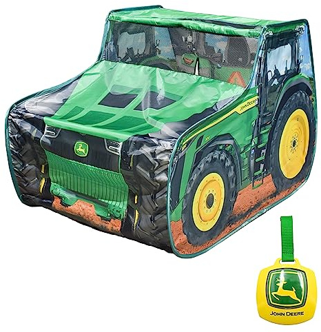 John Deere Pop Up Tent – Tractor Playhouse for Kids | Removable Key Fob with Tractor and Farm Sounds | Vehicle Toys for Toddlers - Sunny Days Entertainment