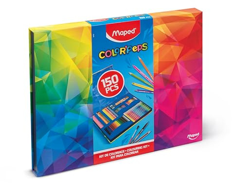 Maped Set de Colores 150 Piezas, Color'Peps Infinity Collection, Incluye Crayones Rotuladores y Lápices de Colores, Lavables y No Tóxicos, Estuche Portátil Duradero, Ideal para Niños