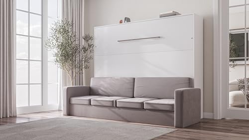 MAXIMAHOUSE Schrankbett horizontale mit Sofa, Invento LED 160H mit Lattenrost aus Holz, Wandklappbett 160x200 Erwachsene, modern Concept und Design, stabil,praktisch