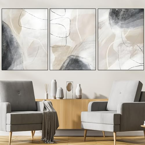 Abstrakte LeinwandBilder,Beige Kunstdruck Poster,moderne Kunst Abstrakte Poster Set,Für Wohnzimmer Wanddekoration Ungerahmt (A, 3x50x70cm, Ungerahmt)
