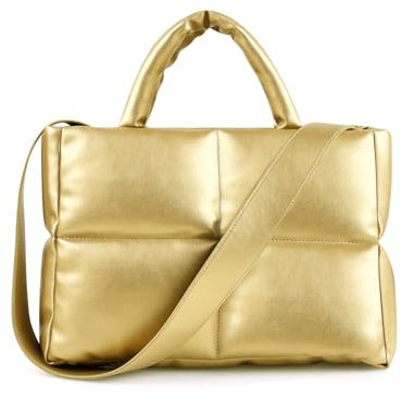 Lychii Gesteppte Taschen Handtasche, PU Leder Schultertasche Puffer Tote Bag mit Reißverschluss, Crossbody Bag Umhängetasche Hobo Bag für Damen