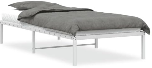 vidaXL Sängram metall vit 90x190 cm, säng, metallsäng, metall sängram, sängar, metallsängar, metall sängramar, gästsäng, gästsängar, enkelsäng