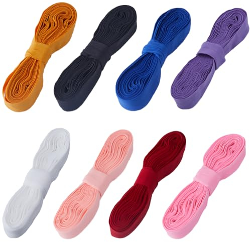 GORGECRAFT Satin-Gummiband 40m 8 Farben 2cm Breit Flaches Stretchband Besatz Umklappbares Spandex-Band Für Haargummi Stirnband Kleid Schulterbänder BH-Träger Unterwäsche Dessous DIY Nähen Basteln