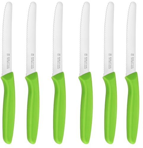 Frühstücksmesser,Brötchenmesser,Hochwertige Edelstahl Tafelmesser 6 Stück | Frühstücksmesser mit gezackter Klinge,Tomatenmesser,hochwertige Edelstahlklinge, ergonomischer Griff, spülmaschinenfest