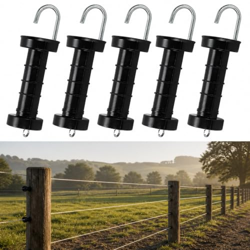 Xiciki 5 Pcs Electric Fence Handles, Electric Fence Gate Handles, Insulated Spring Tension Gate Handle with Heavy Duty Grip Bar for Ranch and Farm Electric Fencing Handles