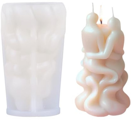 JS MOLD 3D KöRper Kerzenform Silikon, Silikonform Kerzen Körper Paar Umarmen Kerzenformen,Gießen Kunst Menschlichen Körper Kerze Form,DIY-Kerzenform, für Handgefertigte Seife Duftkerze (ZL-768)