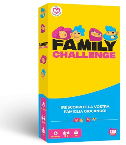 ATM Gaming Family Challenge - Giochi di Società per famiglie - Domande divertenti e sfide per bambini e adulti - Gioco da tavolo - Gioco di Carte 8+ Anni - Italiano