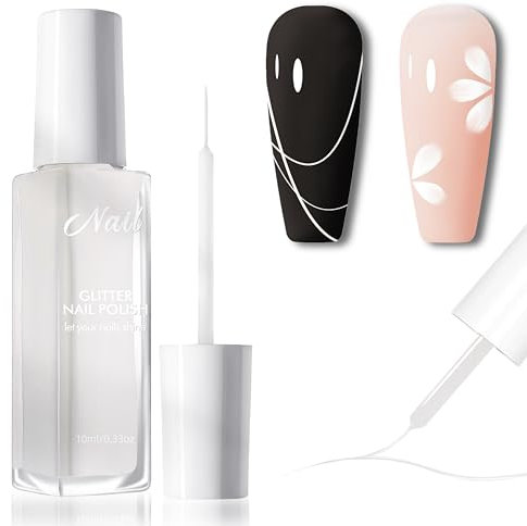 Liner Gel Nagellack - Painting Gel Nagellack für Nageldesign, Schnell Trocknend, Kein UV/LED Licht Erforderlich, Dünner Pinsel für Swirl, French Tip Maniküre Nail Art Polish DIY, 10ml (Weißer)