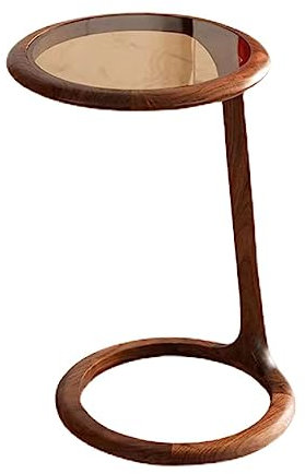 Table d'appoint Table d'appoint ronde, table basse en bois massif, table d'appoint for salon, chambre à coucher, petits espaces, table de chevet entièrement assemblée, noyer noir Bout de Canapé