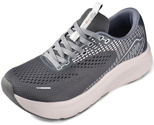 JACKSHIBO Wide Toe Box Shoes for Men Arch Support Shoes Wide Width Sneakers for Running Walking Athletic Tennis Orthopedic Plantar Fasciitis Workout with Thick Cushioned Zero Drop Sole Grey