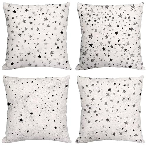 Kissen Weiss Kissenbezug 70x70 cm Groß Kissen 4er Set Wetterfest Leinen Kissenhüllen Einfach Pillow Quadratische Cushion Covers für Garten Sofa Wohnzimmer Schlafzimmer Bett Büro Zuhause Dekor m-12