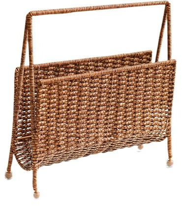 predolo Zeitschriftenhalter, Präsentationsregal, Rattan-Stil, Metallrahmen für Kinderzimmer und Wohnraum