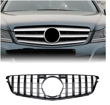 Kühlergrill Vorne Für C W204 Für AMG Für GT 2007 2008 2009 2010 2011 2012 2013 2014 Auto Frontstoßstangengrill Kühlergrill Vorne(Gloss Black)