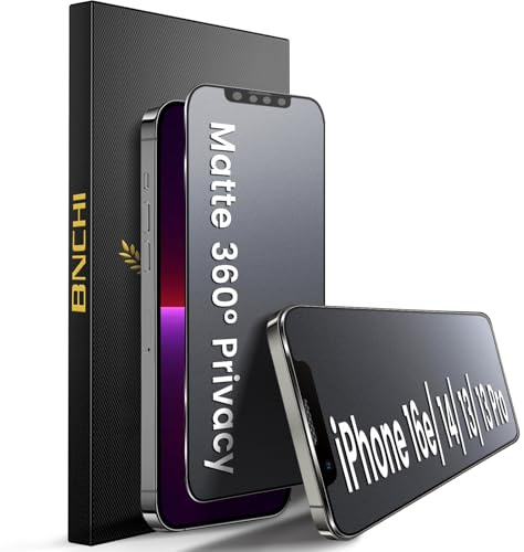BNCHI 2 Stück 360° Matt Privacy Schutzfolie für iPhone 16e/14/13/13 Pro für Panzerglas Sichtschutz, 4 Way Blickschutz Panzer Folie Glas, Anti-Fingerabdruck, Blendschutz, 9H Matte Screen Protector