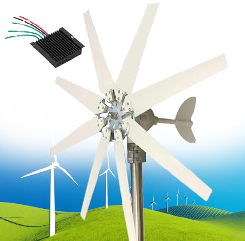 Aerogenerador de 12 000 W con Controlador Solar, diseño de levitación magnética, Molino de Viento Blanco de 8 aspas para Uso doméstico, solución eficiente de energía renovable de 12 V.