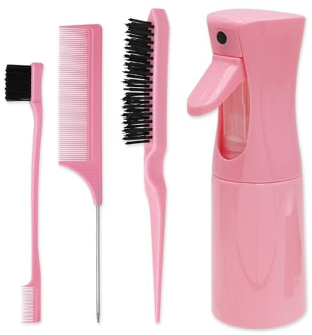 The Vintage Cosmetic Company Slick Chignon - Set di nebulizzazione per capelli per donne e ragazze, flacone spray ricaricabile e pettine per acconciature e rinfrescarsi senza sforzo