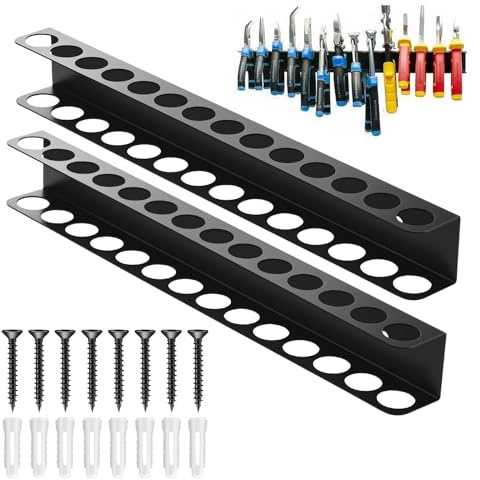 Holtrae 2 Pezzi Porta Attrezzi da Parete,Portautensili con 14 Fori,Portautensili da Garage,Pannello Porta Attrezzi da Parete,Organizer da Parete per Officina,Magazzino e Banco da Lavoro