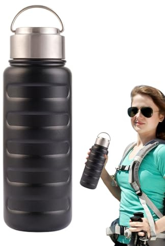 Botella de agua aislada, depósito de líquido de acero inoxidable | Botella portátil de 1 litro para viajes, senderismo, camping, viajes